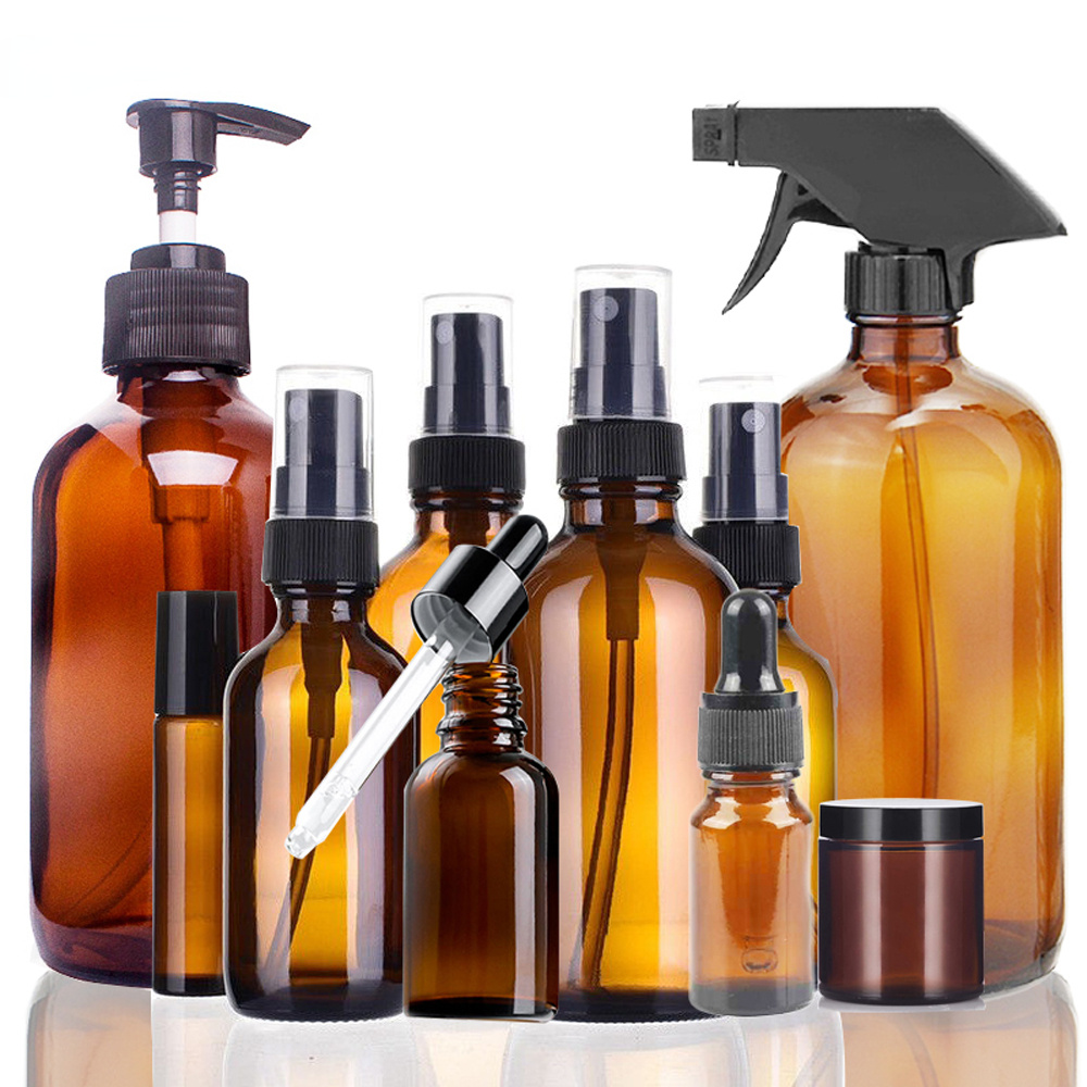 Juice Bottle Dropper - 10/15/20/30/50/100/500ml Amber Glass Spray/Dropper Bottles Sprayer