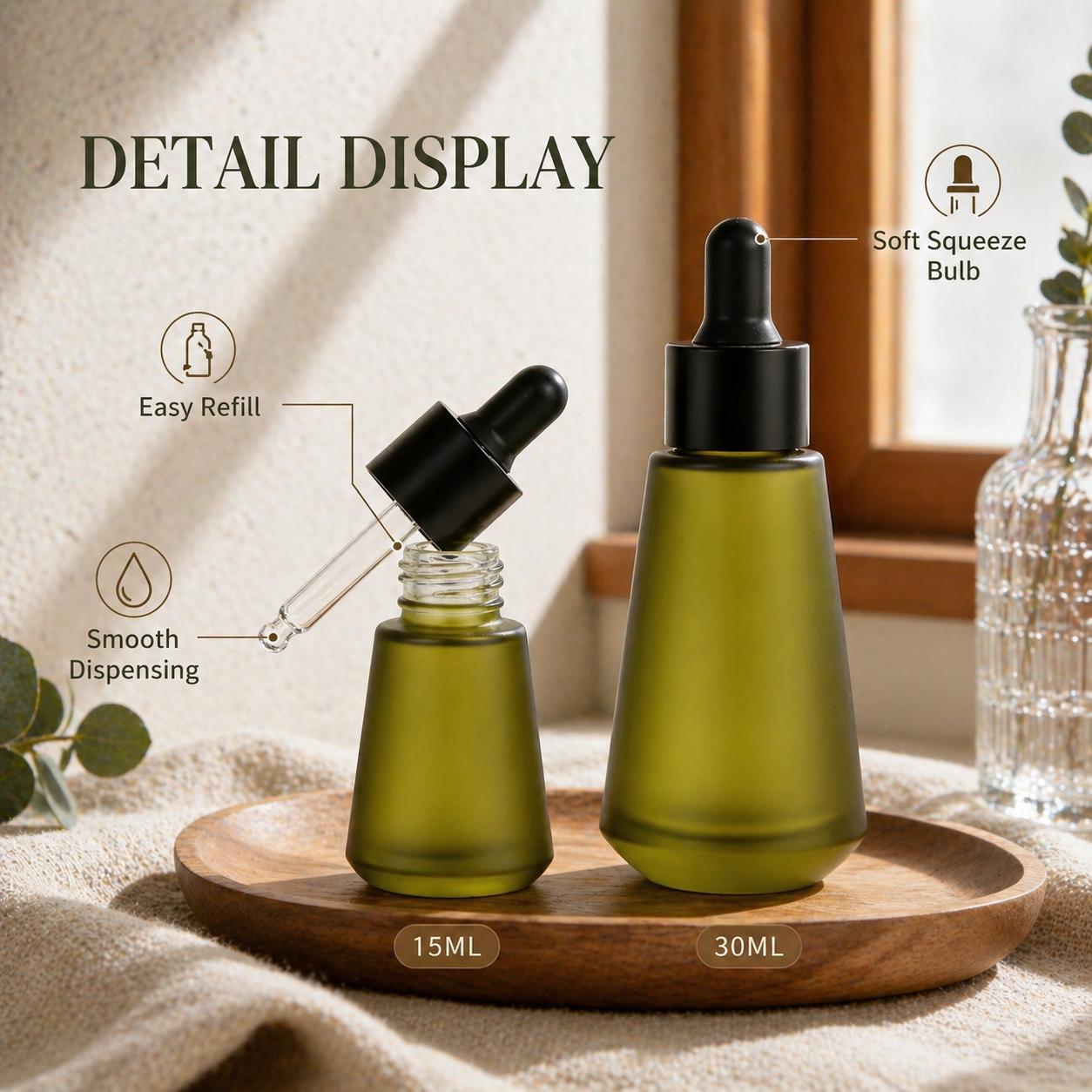 15ml 30ml Frosted Olive Green  - Juice Bottle Dropper ulasan dan harga