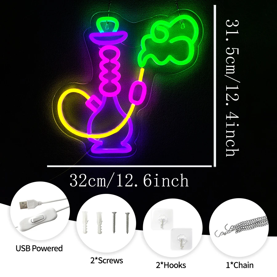 Hookah Neon Sign for Shisha Ba - Vaping Shop ulasan dan harga