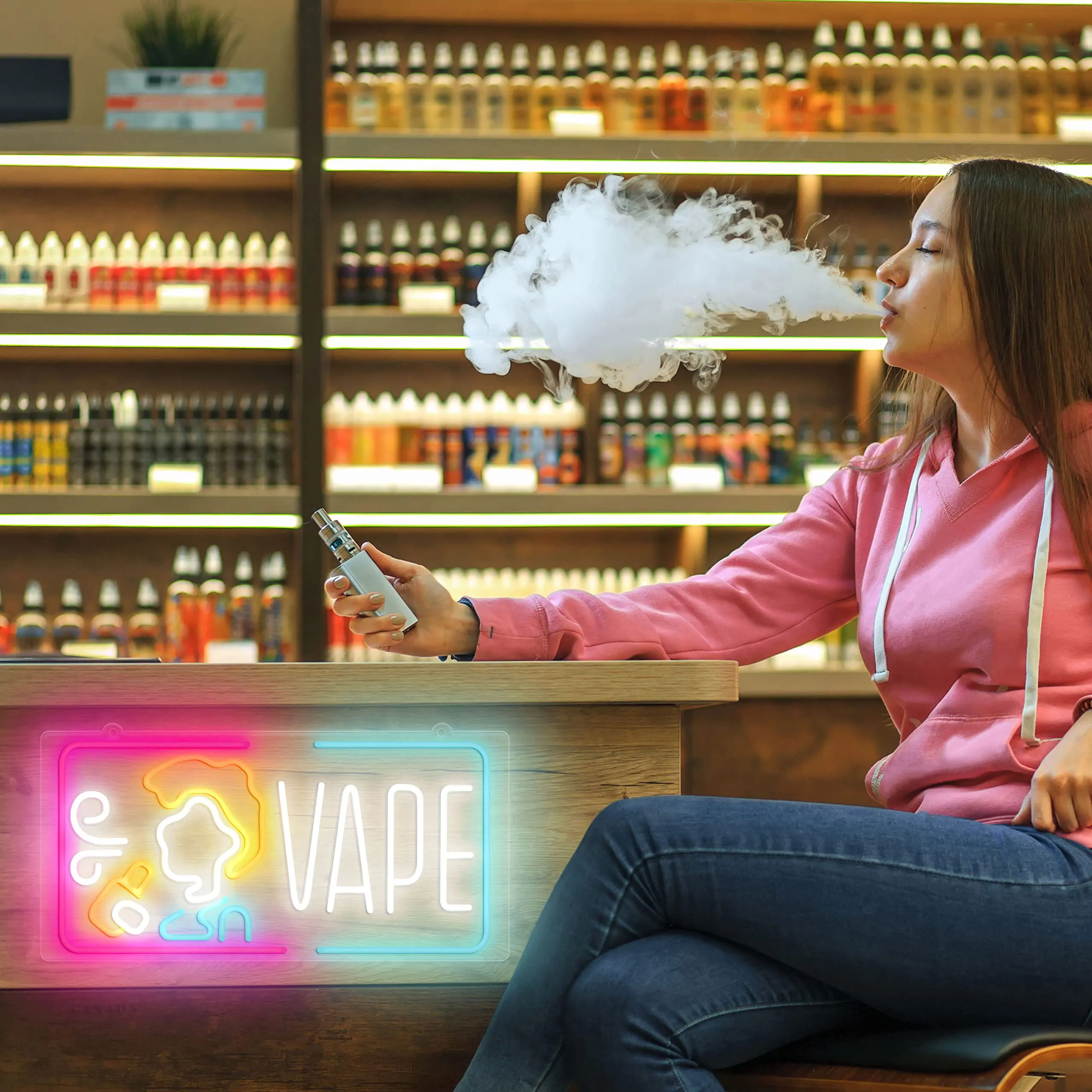 Vape Neon Sign Dimmable Smoke  - Vaping Store ulasan dan harga